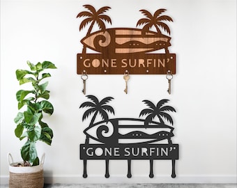 Surfboard Key Holder Laser Cut Files: Wood & Metal (Digital Download)