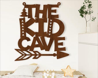 Kid Cave Sign: Laser Cut Wall Decor SVG File (Digital Download)