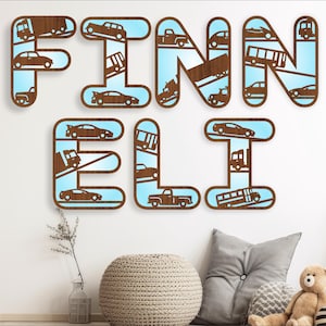 Conjunto de alfabeto de vehículos. Letras de 2 capas. 47 opciones de letras Archivo vectorial SVG ai, cdr, dxf y pdf/descarga instantánea digital