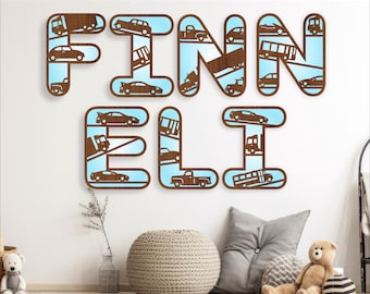 Vehicle Alphabet SVG: Layered Letters, Car Theme (Digital Download)