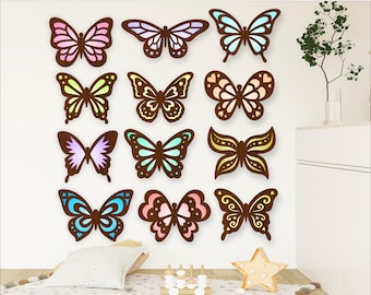 Butterfly Cutout SVG Files: Two Layer Laser Cut Shapes (Digital Download)