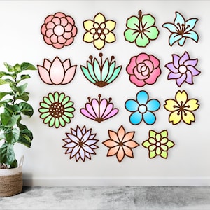 Disegni di fiori x 15 file di forme tagliate al laser file vettoriali SVG - download digitale di ritagli di forme di fiori