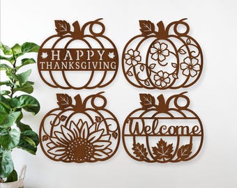 Pumpkin shape fall Wall Sign bundle- SVG laser cut Autumn decor (Digital Download)