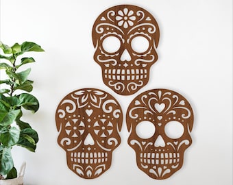 Sugar skull laser cut wall art :Día de Muertos sign (Digital Download)