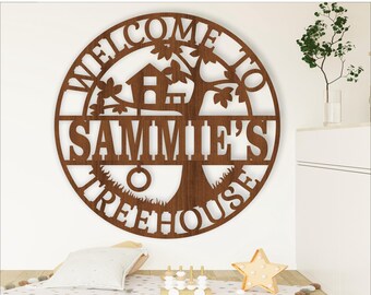 Treehouse Name Sign SVG: Laser Cut Cubby House Template (Digital Download)