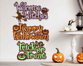 Halloween wall sign bundle - laser cut files SVG (digital download)