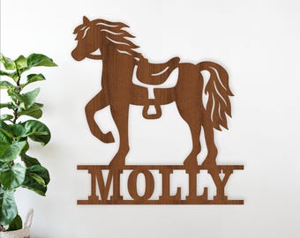 Horse Name Sign SVG Laser Cut Personalized Horse lovers wall decor (Digital Download)