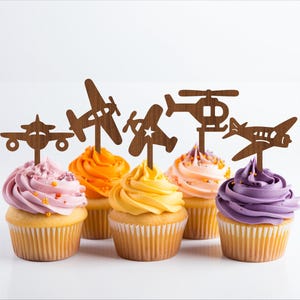 Flugzeuge Topper, 8 Designs SVG Laserschnitt, sofortiger Download Pdf, Dxf, Ai und Cdr Vorlage.