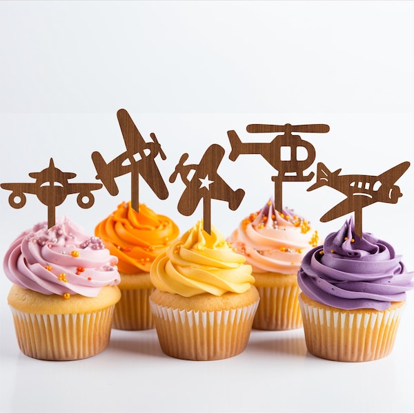 Airplane Cupcake Toppers: Laser Cut SVG Templates (Digital Download)