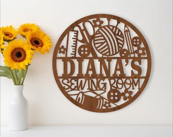 Sewing Room Name Sign: Laser Cut Template (Digital Download)