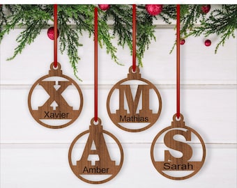 Round Letter Christmas Ornaments SVG Laser Cut Template (Digital Download)