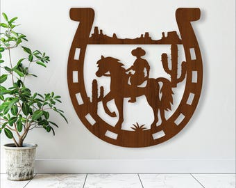 Cowboy Horseshoe Wall Art: Laser Cut Sign (Digital Download)