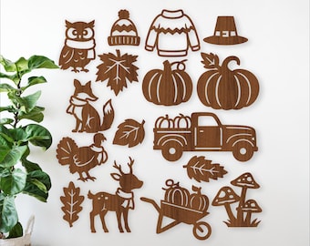 Fall, thanksgiving shape SVG Bundle: 16 Laser Cut seasonal pumpkin cut outs (digital download)