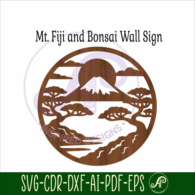 Mount Fuji Wall Art SVG, Japanese Laser Cut, Zen Garden Decor Sign (digital download) image 4