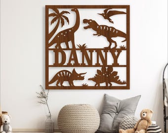 Dinosaur Name Sign: Laser Cut Dino Decor (Digital Download)
