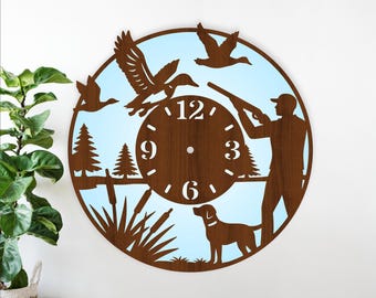 Duck Hunting Clock SVG, Hunters Wall Art, Man cave Laser Cut files (Digital Download)
