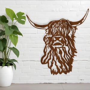 Highland Kuh Design. Laserschnittdatei. SVG ai, cdr, dxf sofort download, Wandkunst
