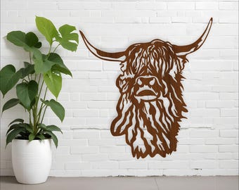 Highland cow design. laser cut file. vector file SVG ai, cdr, dxf instant download, wall art