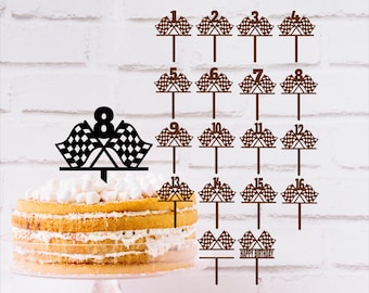 Checkered flags Number Cake Topper Bundle: Laser Cut SVG Templates (Digital Download)