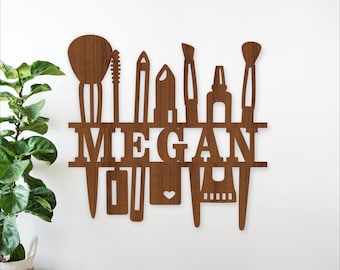 Cosmetics Name Sign SVG - Personalized Laser Cut Template: Beauty Room Decor (Digital Download)