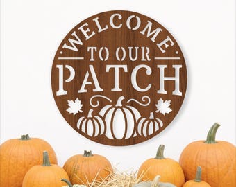 Willkommen auf unserem Bauernhof! Herbstliches Wandschild (SVG-Datei), Kürbis-Laserschnittdatei für Thanksgiving