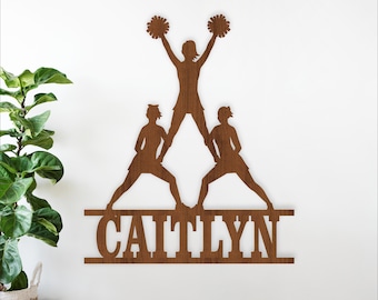 Cheerleading Name Sign SVG - Cheering Personalized Laser Cut Template (Digital Download)