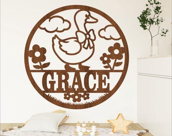 Goose Nursery Name Sign-Laser Cut Personalized Geese wall art (Digital Download)