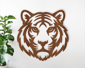 Tiger Head Design, Laser Cut File Tiger Face Wall Art, Wildlife Decor (Digital Download)