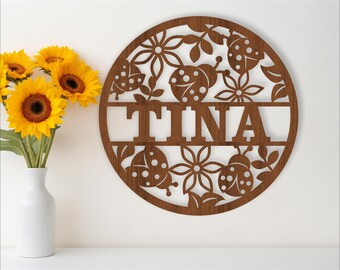 Ladybug Name Sign: Laser Cut Nature Wall Art (Digital Download)
