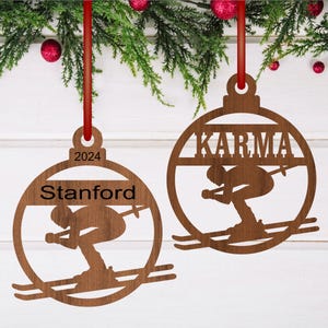 Enfeites de Natal para esquiadores, corte a laser em SVG, download instantâneo de modelos em PDF, Dxf, Ai e Cdr.