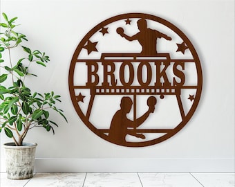 Table Tennis Name Sign: Sports Wall Hanger, Laser Cut Template (Digital Download)