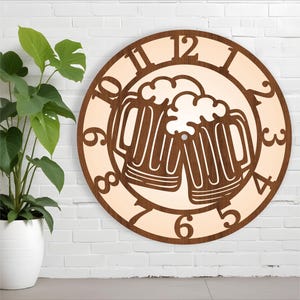 Beer wall clock laser cut files, SVG file. vector file ai, cdr, dxf instant download digital design, cut file template