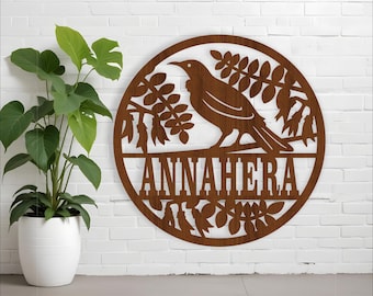 New Zealand Tui Bird Name Sign: Kiwiana Laser Cut Template (Digital Download)
