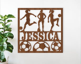 Soccer Name Sign: Laser Cut Football personalized sign (Digital Download)