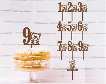 Teddy Bear Number Cake Topper SVG Bundle (Digital Download)