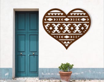 Aztec Heart Wall Art SVG: Forest Theme Laser Cut File (Digital Download