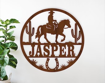 Cowboy Horse Name Sign Western Nursery Ranch Bedroom Wall Art (Digital Download)