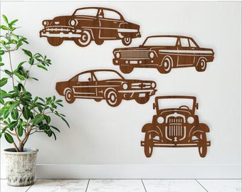 Classic cars wall art, SVG file. vector file ai, cdr, dxf instant download digital design, laser cut, wall art car lovers theme