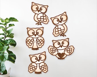 Owl designs 5 cut out laser shapes - Owls nursery decor (digital downloads)