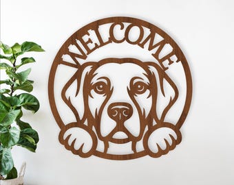 Retriever Dog Style Welcome Sign: Laser Cut Pet Theme Porch Art (Digital Download)