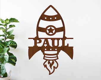 Rocket Name Sign Laser Cut File - Personalized Space Wall Decor (Digital Download)