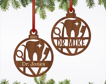 Dentist personalized Christmas Ornaments SVG laser cut Dental decoration (digital download)