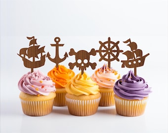 Pirate Cupcake Toppers: 6 Laser Cut Designs (Digital Download)