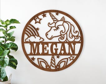 Unicorn Name Sign SVG – Fantasy Laser Cut File, Kids Room Wall Decor (Digital Download)