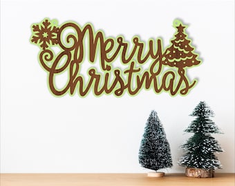 Merry Christmas Wall Sign SVG: Two Layer Laser Cut File (Digital Download)