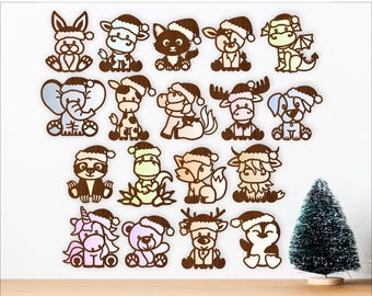 Christmas Animal SVG Bundle: Two-Layer Laser Cut Files (Digital Download