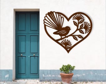 Fantail Heart Wall Art SVG – New Zealand Kiwiana Laser Cut decor (Digital Download)