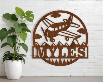 Airplane Name Sign SVG: Laser Cut Nursery Decor Template (Digital Download)