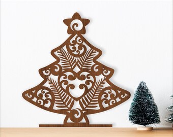 Christmas Tree Stand Laser Cut File, New Zealand Fern Korus Festive decor (digital download)