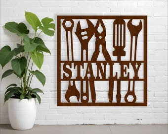 Mechanics Tools Name Sign: Laser Cut Wall Art (Digital Download)